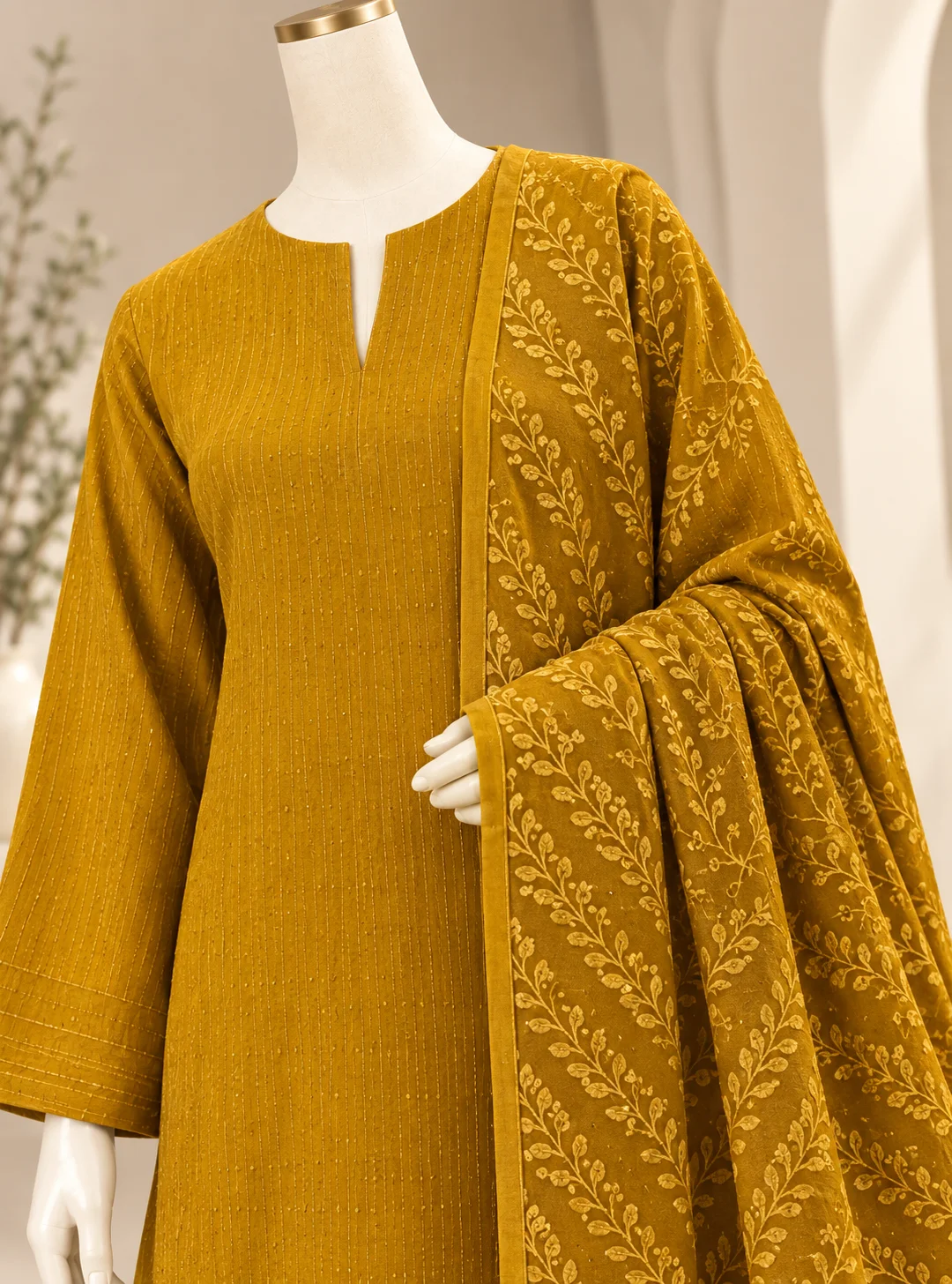 Yellow Makhamali 3 Piece