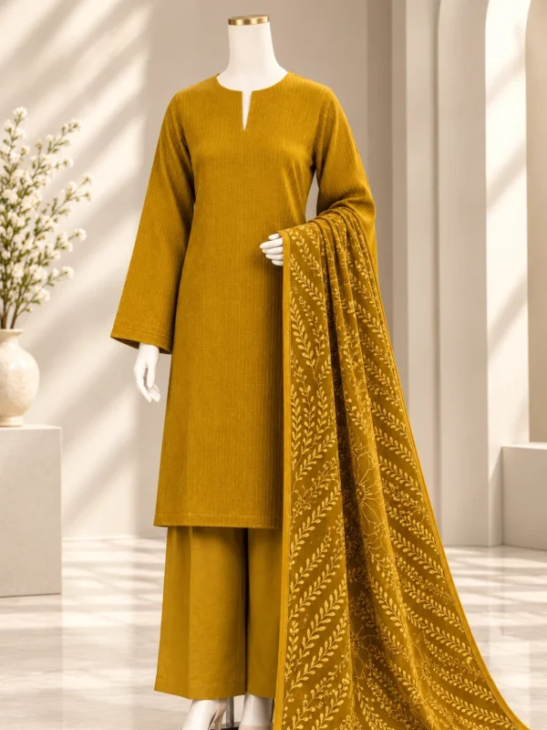 Yellow Makhamali 3 Piece