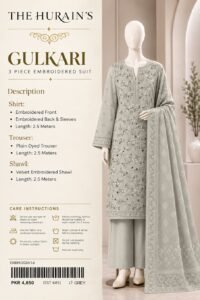 Gulkari Grey 3 Piece Embroidered Suit